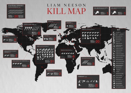 Liam Neeson Kill Map