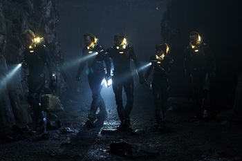 Michael Fassbender and Noomi Rapace in Prometheus