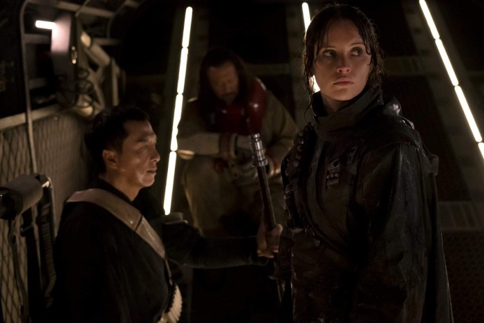 Rogue One A Star Wars Story - Donnie Yen as Chirrut Imwe, Wen Jiang as Baze Malbus, Felicity Jones as Jyn Erso