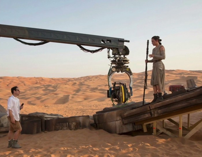 Daisy Ridley shooting a scene on the AT-AT home set