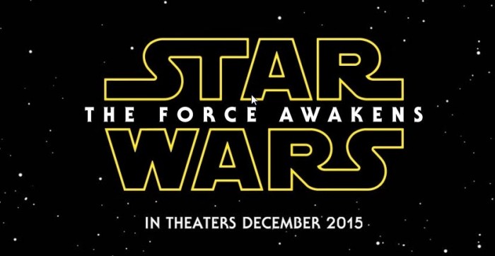 Star Wars: the Force Awakens logo with date