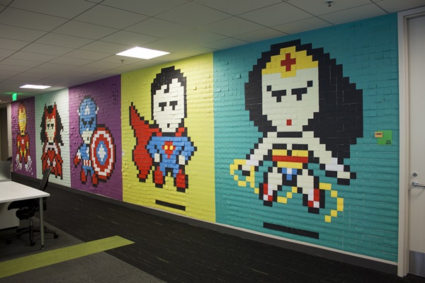 Superhero Post it Mural