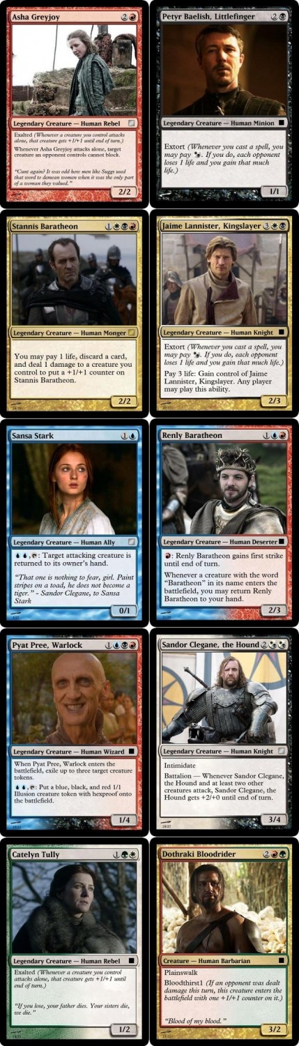 Game Of Thrones Characters As Magic Cards