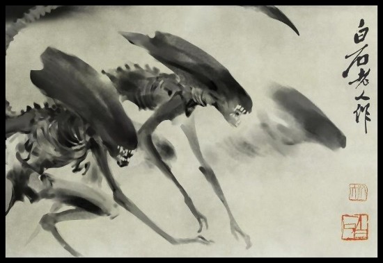 Ink-wash Alien