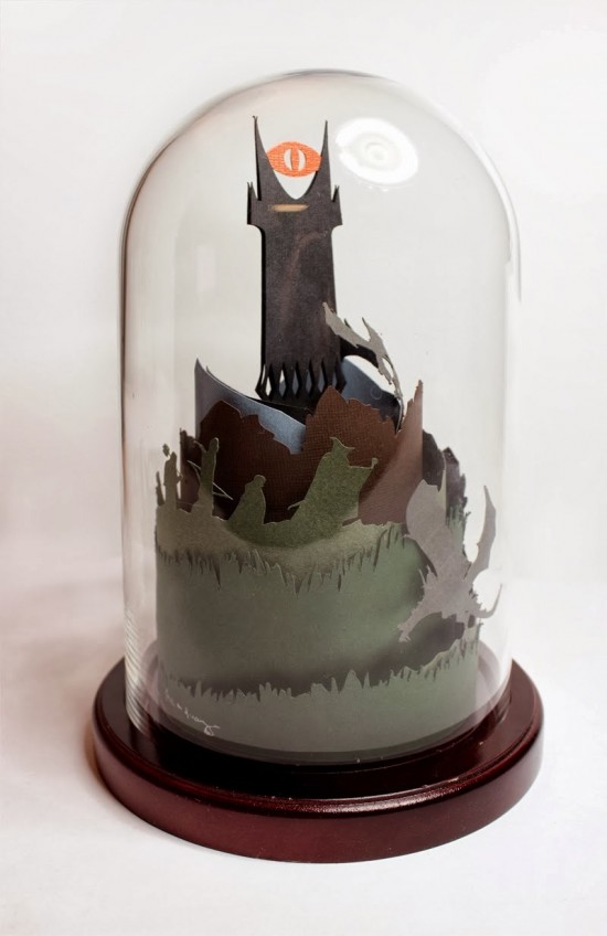 Mordor under glass Paper sculpture by Jackie Huang