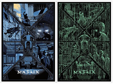 The Matrix poster with glow in the dark overlay by Kilian Eng.