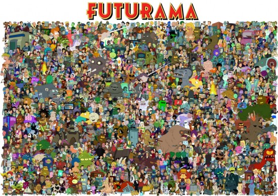 The entire cast of Futurama on one massive poster
