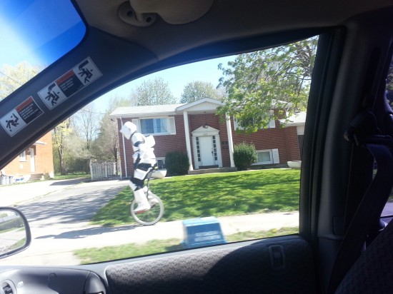 Stormtrooper on a unicycle