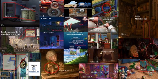 Pixar easter eggs in one image