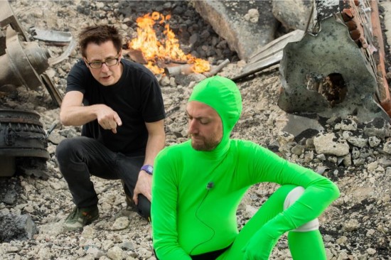 James Gunn directing Shawn Gunn playing Rocket Racoon in Guardians of the Galaxy