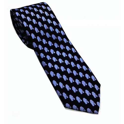 Star Wars R2-D2 Pattern Tonal Blue Italian Silk Tie