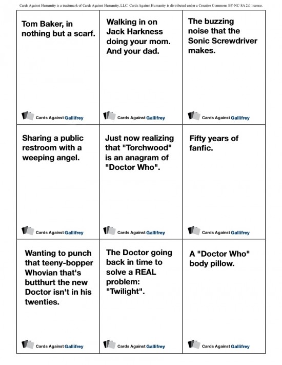 CARDS AGAINST HUMANITY HAS A DOCTOR WHO EXPANSION