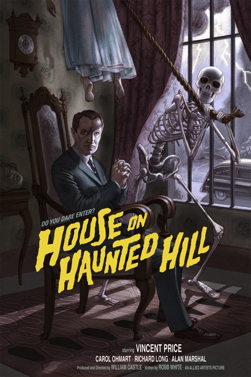 House on Haunted Hill Poster by Jonathan Burton from Mondo