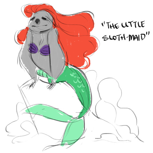 Disney Princesses Drawn as Sloths