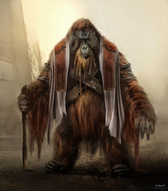  Apes wearing primitive clothing