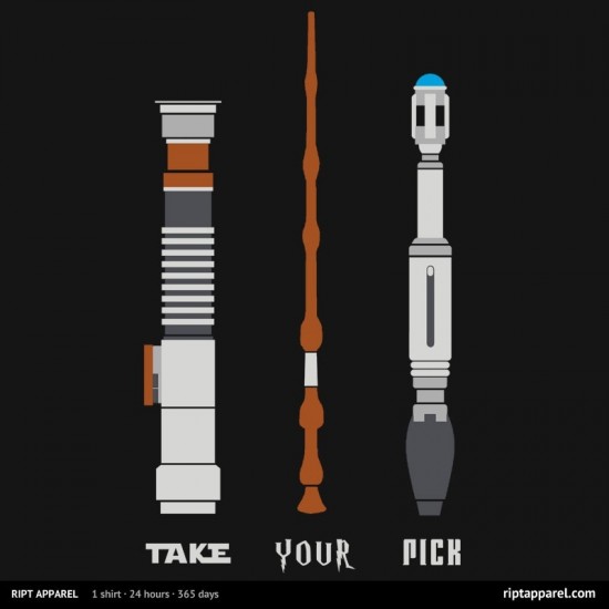 Harry Potter/Star Wars/Doctor Who-inspired design "Take Your Pick"