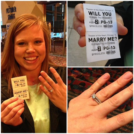 Marriage Proposal with Faux Movie Ticket