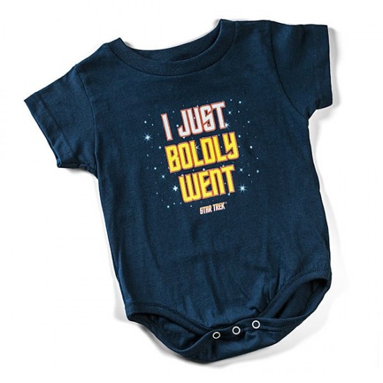 A Clever 'Star Trek' Infant Onesie That Features the Phrase 'I Just Boldly Went'