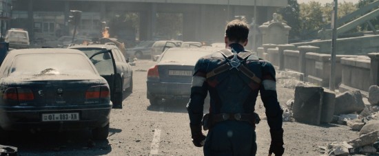 Avengers: Age of Ultron: Captain America walks through the destruction