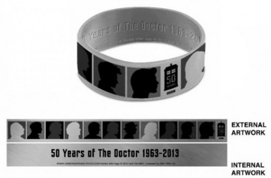Doctor Who 50th Anniversary Silhouette Silver Wristband