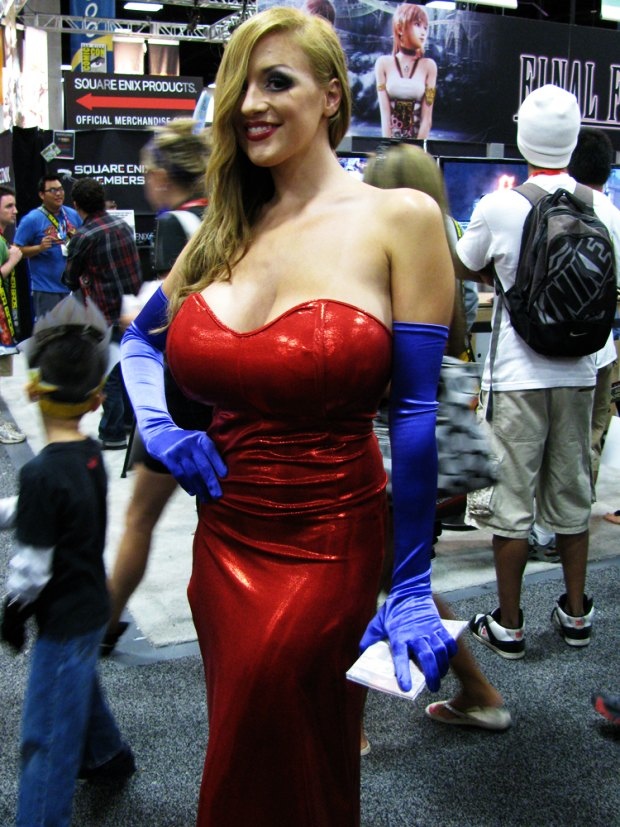 GeeksofDoom. caught this Jessica Rabbit cosplayer on the floor of Comic Con 2011. 