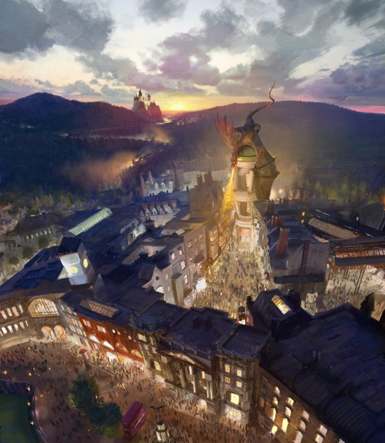 Diagon Alley concept art for The Wizarding World of Harry Potter