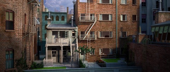 The set from Alfred Hitchock's Rear Window, recreated in 3-D.