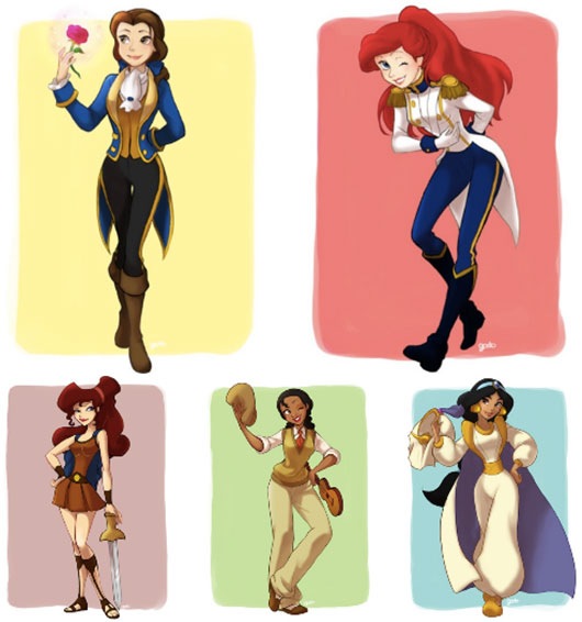 What The Disney Princesses Look Like Wearing Their Princes' Clothing
