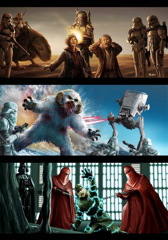 A trilogy of Star Wars 'unseen scenes' fan art by Robert Shane