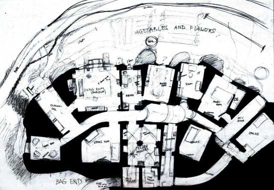 A floor plan of Bag End made by WETA