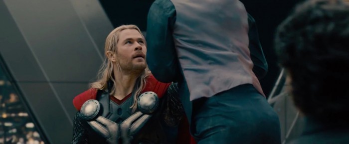 Robert Downey Jr and Chris Hemsworth in Avengers: Age of Ultron