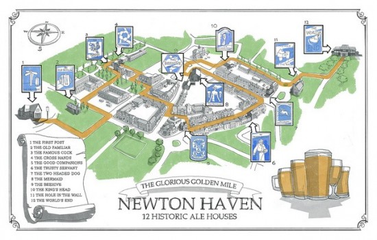 The Newton Haven Pub Crawl Map