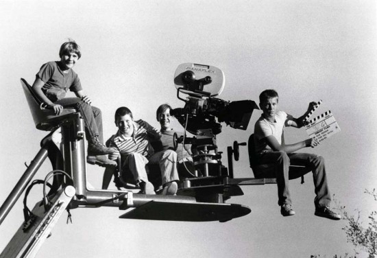 Corey Feldman, Jerry O'Connell, Wil Wheaton and River Phoenix on the set of Stand By Me