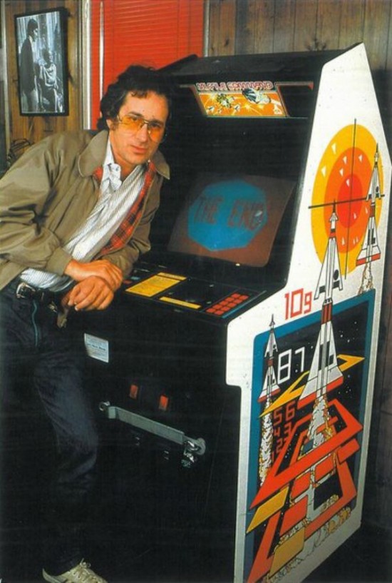 a young Steven Spielberg with his Arcade Games collection