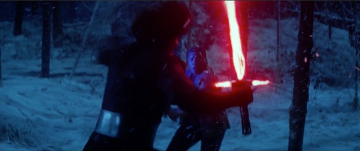 Finn and Kylo Ren lightsaber fight Star Wars: the force awakens