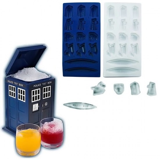 Doctor Who Ice Cube Tray and TARDIS-Shaped Ice Bucket