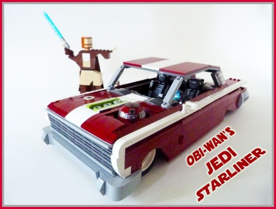 Obi-Wan Kenobi's starfighter as a Lego muscle car