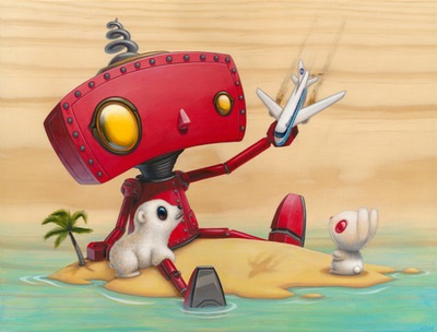 Cudly Rigor Mortis' Bad Robot on an Island print
