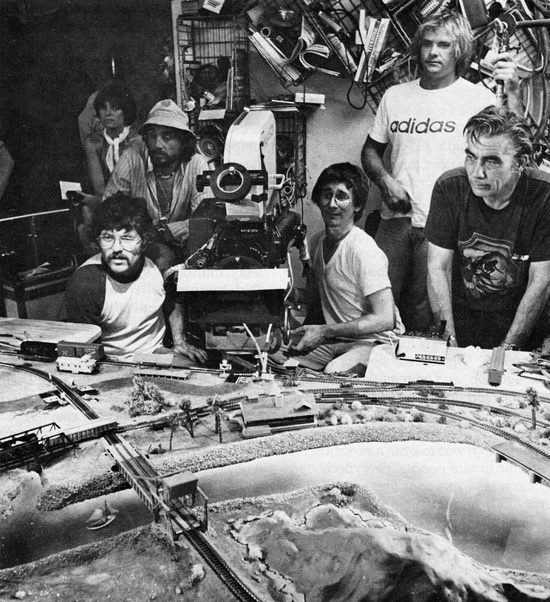 Spielberg and co. on the set of Close Encounters of the Third Kind