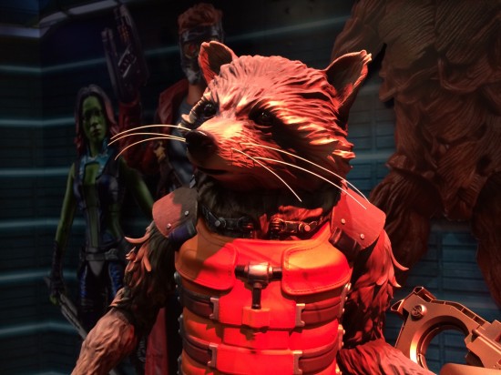 Life-size Rocket Raccoon statue (not for sale) on display at Hasbro