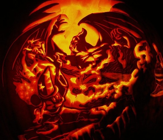 Mickey Mouse vs. Chernabog Pumpkin Carving