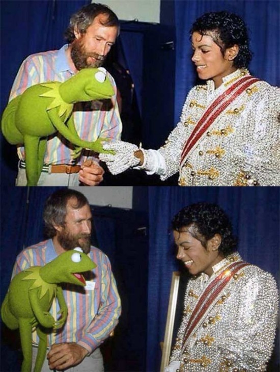 Michael Jackson meeting Kermit the Frog and Jim Henson, 1984