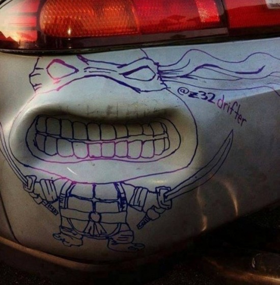 Car Dent Turned Into Ninja Turtle