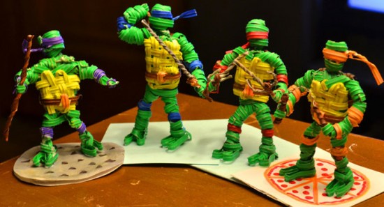 Teenage Mutant Ninja Turtles made from twist ties