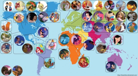 Map of the world according to Disney