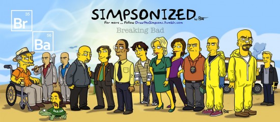 Breaking Bad Characters Drawn in the Style of 'The Simpsons'