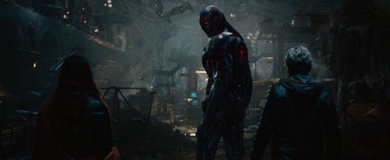 Avengers: Age of Ultron: Ultron, Scarlet Witch and Quicksilver stand in the wreckage of a lab