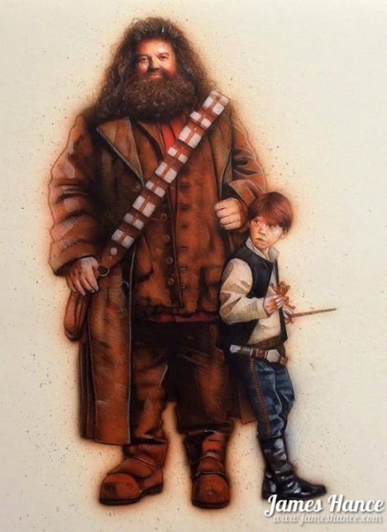 Hagridbacca, Ron Solo and Darth Snapes [Artwork by James Hance]