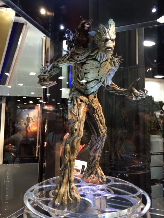 Guardians of the Galaxy Groot and Rocket Raccoon statue prototype on display at Gentle Giant 