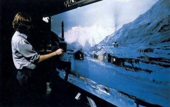 Matte painting of Marion's bar from Raiders of the Lost Ark